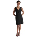 Womens Flyaway-Collar Hardware-Trim A-Line Dress