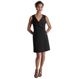 Womens Flyaway-Collar Hardware-Trim A-Line Dress