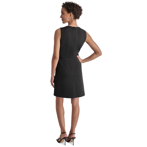 DKNY Womens Flyaway-Collar Hardware-Trim A-Line Dress