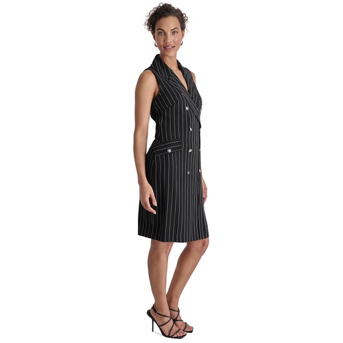 DKNY Womens Pinstriped Double-Breasted Blazer Dress