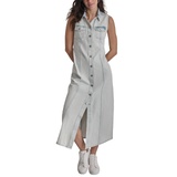 Womens Sleeveless Denim Maxi Dress