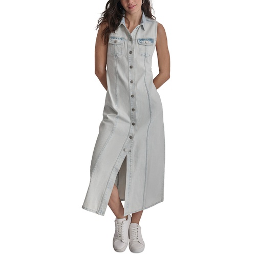 DKNY Womens Sleeveless Denim Maxi Dress