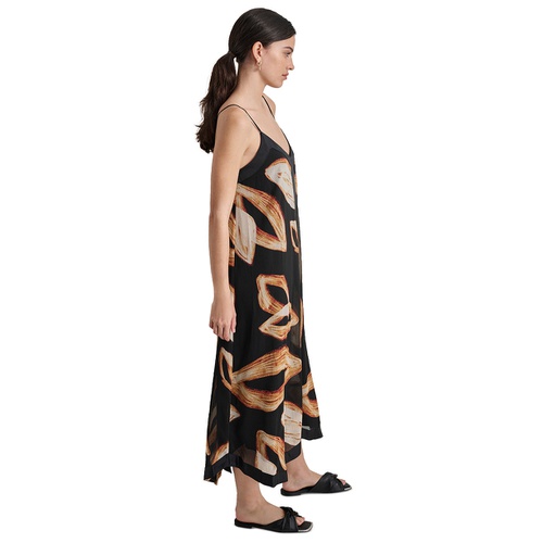 DKNY Womens Womens Printed V-Neck Midi Dress