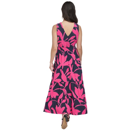 DKNY Womens Sleeveless V-Neck Midi Dress