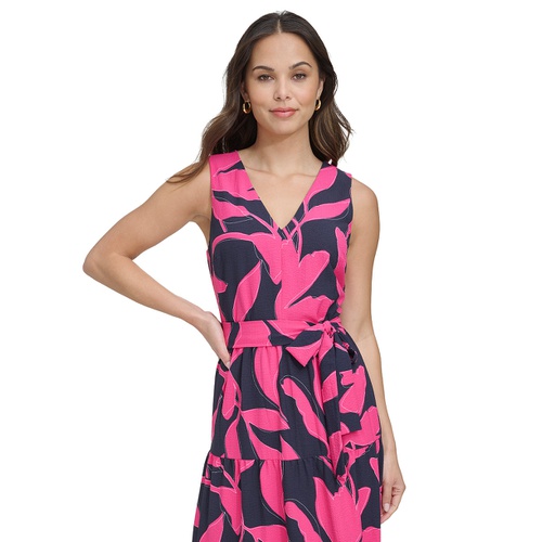 DKNY Womens Sleeveless V-Neck Midi Dress