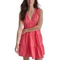 Womens Cotton Poplin Sleeveless Tiered Dress