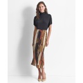 Womens Pull-On Printed Plissee Skirt