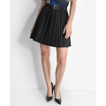 Womens Pleated Logo-Clasp Flared Mini Skirt