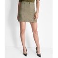 Womens Houndstooth Side-Pocket Mini Skirt