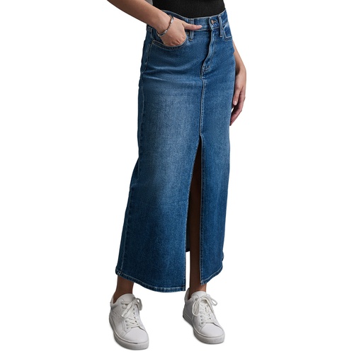 DKNY Womens High-Rise Denim Maxi Skirt