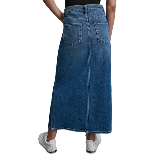 DKNY Womens High-Rise Denim Maxi Skirt