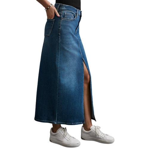 DKNY Womens High-Rise Denim Maxi Skirt