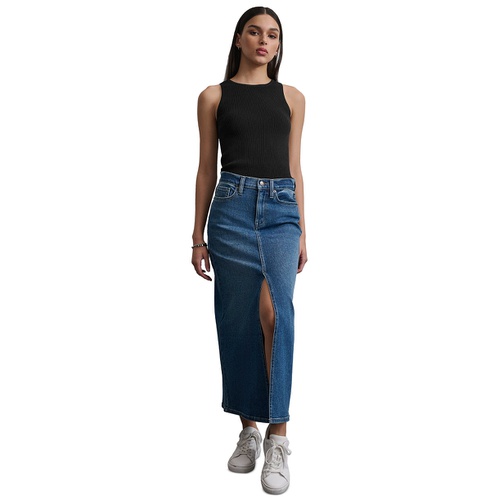 DKNY Womens High-Rise Denim Maxi Skirt