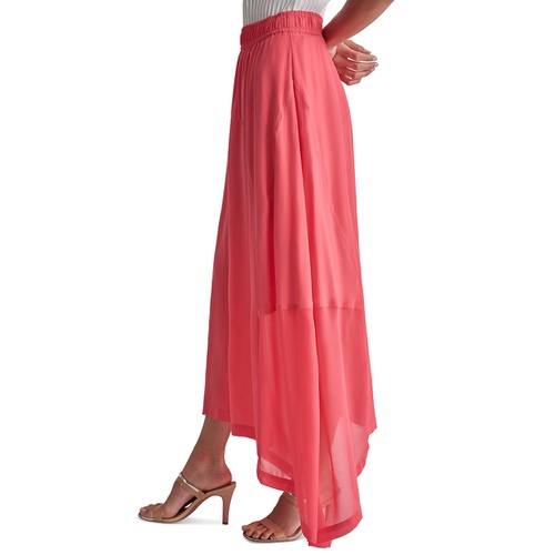 DKNY Womens Handkerchief Hem Mixed Media Maxi Skirt