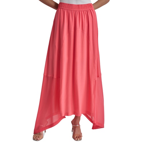 DKNY Womens Handkerchief Hem Mixed Media Maxi Skirt