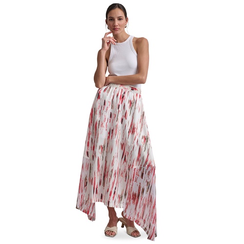 DKNY Womens Handkerchief-Hem Printed Maxi Skirt