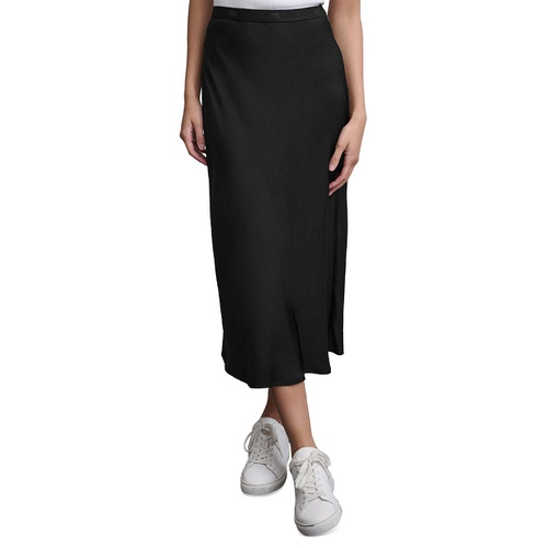 DKNY Womens Logo-Waistband Midi Slip Skirt