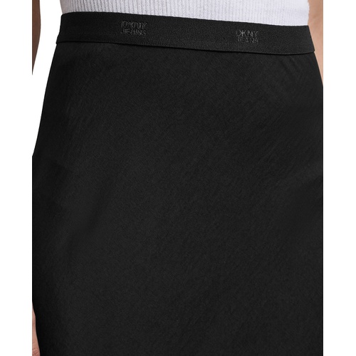 DKNY Womens Logo-Waistband Midi Slip Skirt