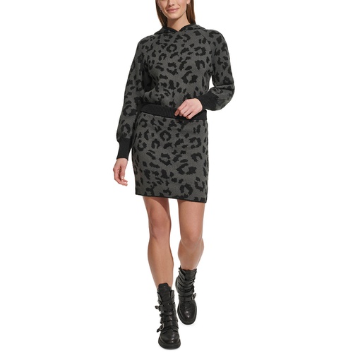 DKNY Womens Animal-Print Pull-On Mini Sweater Skirt