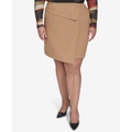 Plus Size Faux-Wrap Midi Skirt