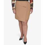 Plus Size Faux-Wrap Midi Skirt