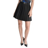 Petite Solid Pleated Belted Mini Skirt