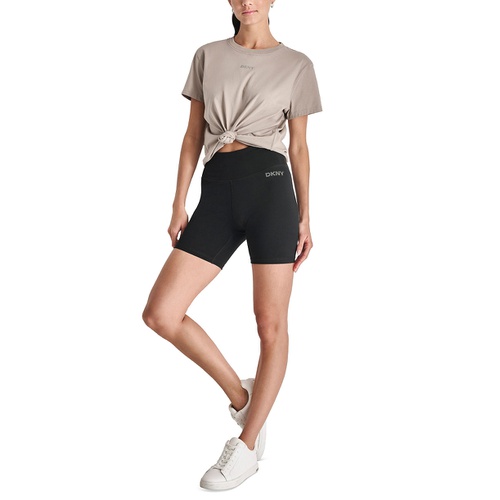 DKNY Womens Studded Logo Bike Shorts