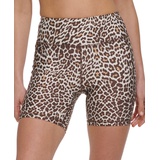 Womens Animal Print Mid Rise Bike Shorts