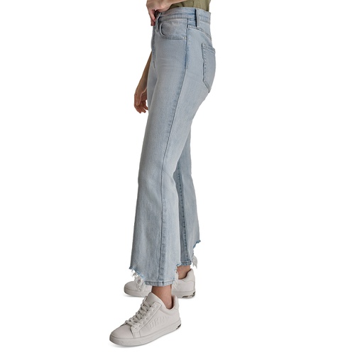 DKNY Womens High-Rise Destructed-Hem Jeans