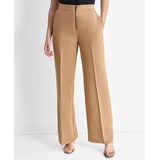 Womens Front-Zip Wide-Leg Trousers