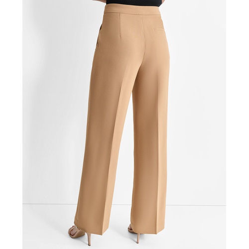 DKNY Womens Front-Zip Wide-Leg Trousers