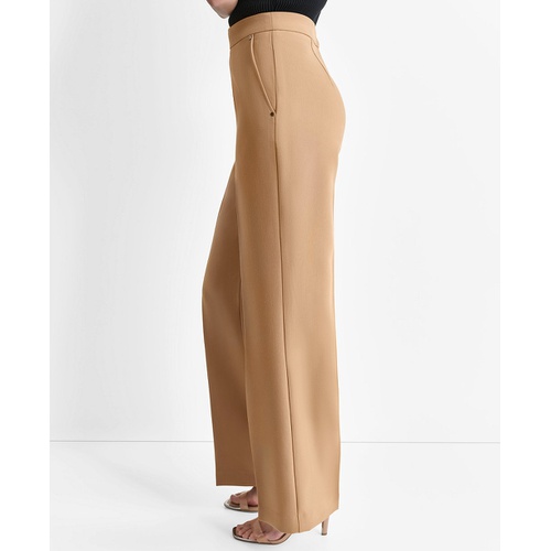 DKNY Womens Front-Zip Wide-Leg Trousers