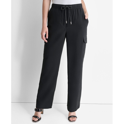 DKNY Womens Drawstring-Waist High-Rise Cargo Pants