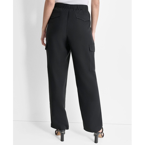 DKNY Womens Drawstring-Waist High-Rise Cargo Pants