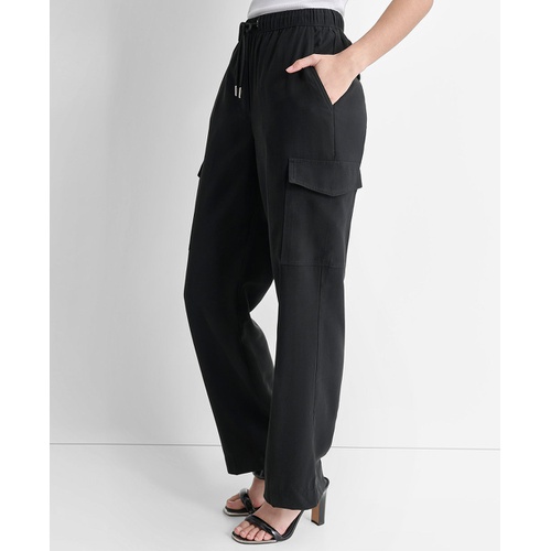 DKNY Womens Drawstring-Waist High-Rise Cargo Pants