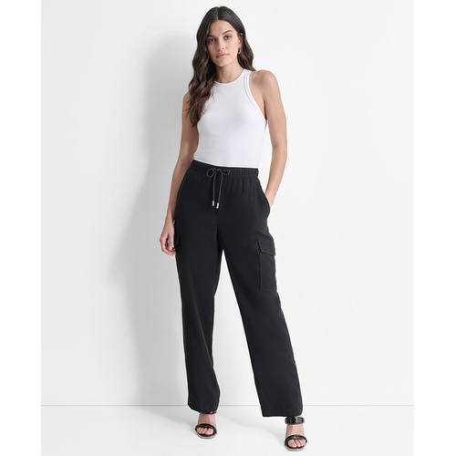 DKNY Womens Drawstring-Waist High-Rise Cargo Pants