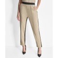 Womens Two-Tone Straight-Leg Ankle Pants