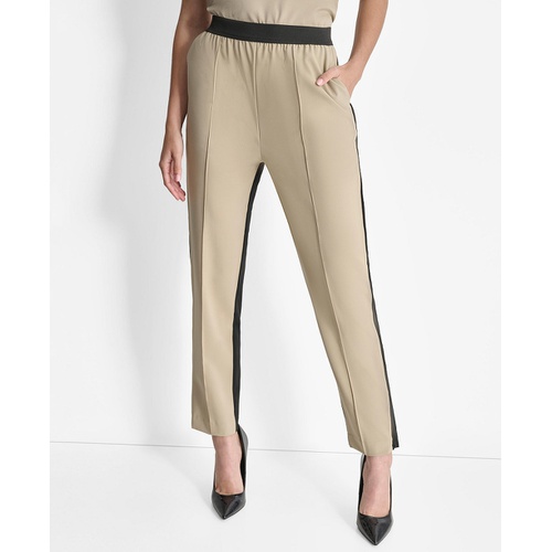 DKNY Womens Two-Tone Straight-Leg Ankle Pants