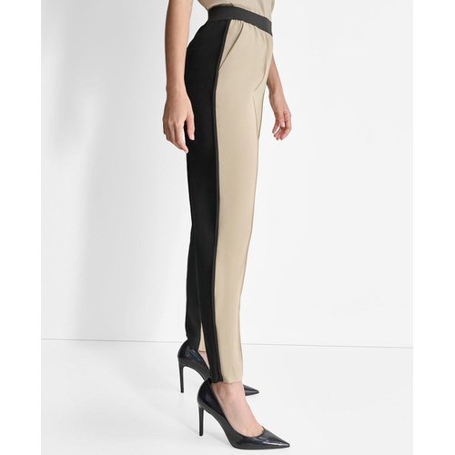 DKNY Womens Two-Tone Straight-Leg Ankle Pants