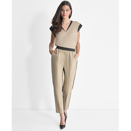 DKNY Womens Two-Tone Straight-Leg Ankle Pants