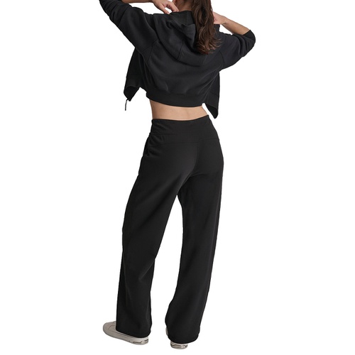 DKNY Sport Womens Embroidered-Logo Wide-Leg Fleece Sweatpants