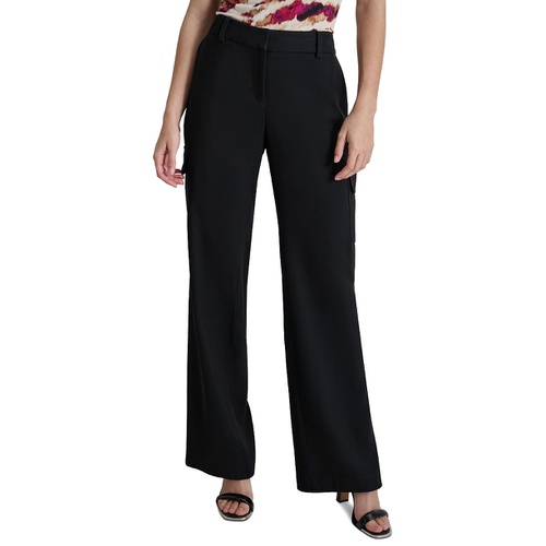 DKNY Petite Mid-Rise Straight-Leg Cargo Pants