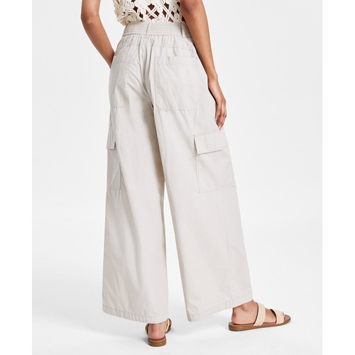 DKNY Womens Smocked-Waistband Cotton Cargo Pants