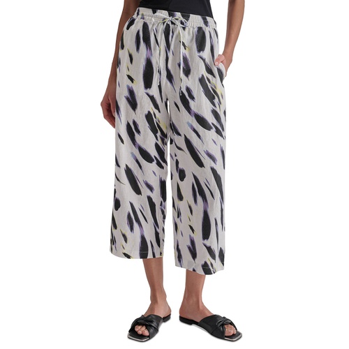 DKNY Womens Linen Printed Drawstring Pants