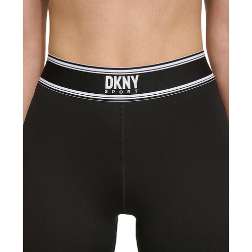 DKNY Womens Mid-Rise Full-Length Logo-Tape Leggings