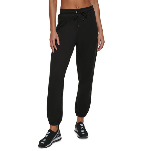 DKNY Womens Metallic Logo Fleece Jogger Sweatpants