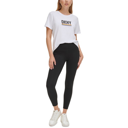 DKNY Womens Rainbow Pride Logo Balance Compression 7/8 Leggings