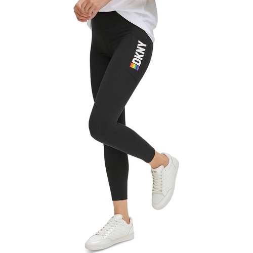 DKNY Womens Rainbow Pride Logo Balance Compression 7/8 Leggings