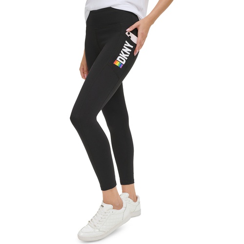 DKNY Womens Rainbow Pride Logo Balance Compression 7/8 Leggings