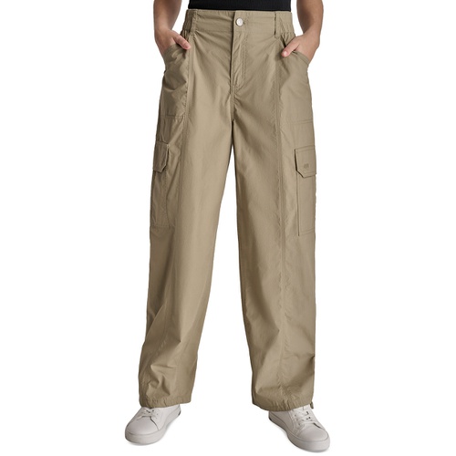 DKNY Womens Straight-Leg High-Waist Adjustable-Cuff Cargo Pants